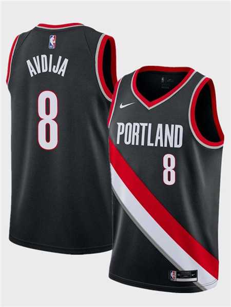 Men%27s Portland Trail Blazers #8 Deni Avdija Black Icon Edition Stitched Basketball Jersey Dzhi